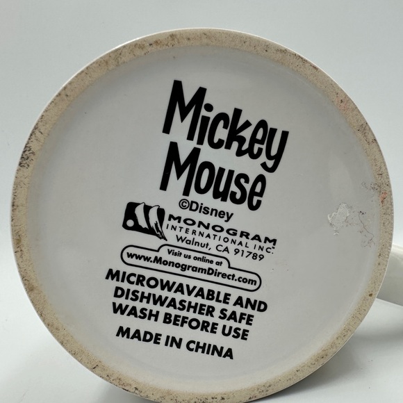 Disney Mickey Mouse Ceramic Coffee Mug 11 oz Capacity White NWT Cartoon Monogram - Picture 5 of 9